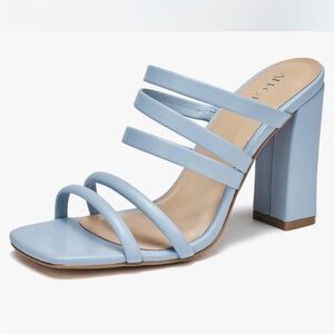 Sky Blue Strappy Block Heeled Sandals